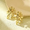 304 Stainless Steel Flower Stud Earrings for Women EJEW-U023-08G-1