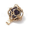 Stainless Steel Braided Pacrame Pouch Gemstone Pendants PALLOY-JF02735-01-4