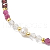 Adjustable Natural Quartz Crystal & Ruby & Garnet Braided Bead Bracelets for Women BJEW-JB11619-02-3