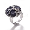 Adjustable Synthetic Blue Goldstone Finger Rings RJEW-L090-B09-4