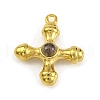 Natural Gray Aventurine & 304 Stainless Steel Cross Pendants STAS-H221-01G-01-1