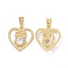Brass Micro Pave Clear Cubic Zirconia Pendants ZIRC-F134-18G-03-1