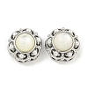 Brass & ABS Imitation Pearl & Shell Flower Multi-Strand Links KK-Q820-35P-1