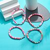 4Pcs 4 Color Handmade Polymer Clay Disc Surfer Bracelets Set BJEW-JB08799-7