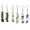 Natural Rose Quartz & Amethyst & Green Aventurine & Red Jasper & Citrine & Malachite Chip Dangle Earrings Set for Women EJEW-JE06246-2