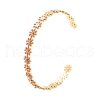304 Stainless Steel Enamel Flower Open Cuff Bangles for Women BJEW-S152-01G-03-2