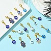 18Pcs 9 Styles Evil Eye Alloy Enamel & Handmade Lampwork Pendant Decorations HJEW-CJ00018-5