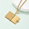 304 Stainless Steel Book Pendant Necklaces for Women NJEW-U037-01A-G-2