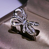 Bowknot Alloy with Crystal Rhinestone Finger Rings for Women FS-WG361F1-04-3