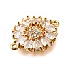 Brass Clear Cubic Zirconia Connector Charms KK-U065-06B-G-2