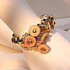 Flat Round Alloy & Natural Coconut & CCB Plastic Beaded Bracelets for Women WG3C418-01-4