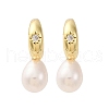 Teardrop Brass Natural Pearl Dangle Stud Earrings EJEW-Q043-02G-4
