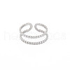 Non-Tarnish 304 Stainless Steel Double Line Open Cuff Ring for Women RJEW-S405-227P-1