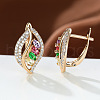 Leaf Brass Micro Pave Cubic Zirconia Hoop Earrings WG08CC9-11-1