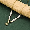Ion Plating(IP) 304 Stainless Steel & Glass Flower Pendant Necklaces for Women NJEW-K255-34G-01-3