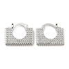 Rectangle Shape Brass Micro Pave Clear Cubic Zirconia Thick Hoop Earrings EJEW-Q785-04P-1