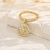 Brass Micro Pave Cubic Zirconia Pendant Finger Rings for Women OA1254-3-1