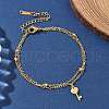 304 Stainless Steel Key Charm Chain Bracelets BJEW-M097-01B-G-1