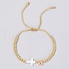 Brass Round Bead Braided Bead Bracelets VB3830-23-1