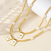2Pcs Brass & Imitation Pearl Faith Heart Cross Pendant Double Layer Necklaces YX9941-3-3