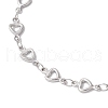 304 Stainless Steel Hollow Heart Link Chain Anklets for Women AJEW-AN00684-3