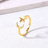 Simple Style S925 Sterling Silver Moon Star Cuff Ring for Women XT9410-1