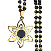 304 Stainless Steel Black Enamel Hollow Cut Flower Pendant Necklaces for Women FS-WG7A592-02-4