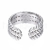 Non-Tarnish 304 Stainless Steel Twist Rope Open Cuff Ring RJEW-T023-47P-2