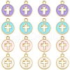 16Pcs 4 Colors Light Gold Plated Alloy Enamel Pendants ENAM-FS0001-85-1