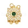 Rack Plating Flower Brass Micro Pave Cubic Zirconia Box Clasps KK-F876-14G-1