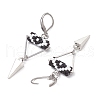 Triangle with Eye Brass Glass Seed Beaded Leverback Earrings EJEW-MZ00452-05-4