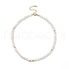 Natural Pearl & Brass Heart Beaded Necklace for Women NJEW-JN04106-01-1