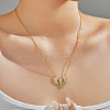 Vintage Brass Pave Green Cubic Zirconia Sword Wing Geometric Pendant Necklaces PI1133-2-1