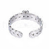 Non-Tarnish 304 Stainless Steel Open Cuff Finger Ring Cabochon Settings STAS-T060-09P-2