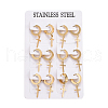 304 Stainless Steel Dangle Hoop Earrings EJEW-L232-002G-3