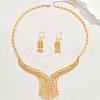 Luxurious Geometric Hollow Out Leaf Alloy Earrings & Necklaces Set for Women SQ7573-5