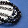 Natural Silver Leaf Jasper Round Beads Multi-strand Bracelets BJEW-D330-02P-07-2