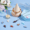   128Pcs 8 Styles Wood Dyed Pendants WOOD-PH0002-49-5