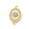 Brass Micro Pave Clear Cubic Zirconia Connector Charms KK-M303-04G-02-1