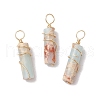 Dyed Synthetic Imperial Column Copper Wire Wrapped Pendants PALLOY-JF03491-1