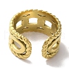 PVD Vacuum Plating 201 Stainless Steel Curb Chain Open Cuff Rings for Women RJEW-C092-15G-3