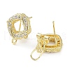 Hollow Rhombus Brass Micro Pave Cubic Zirconia Stud Earrings Finding KK-E083-05G-2