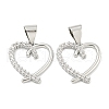 Brass Micro Pave Clear Cubic Zirconia Pendants ZIRC-P113-07H-P-1