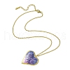304 Stainless Steel Enamel Heart Pendant Cable Chain Necklaces NJEW-JN05163-5