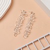 Glass Disc Beaded Tassel Dangle Stud Earrings EJEW-TA00214-3