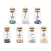 7Pcs Natural Lapis Lazuli/Amethyst/Carnelian/Citrine/Garnet/Green Aventurine  Chip & Alloy Pendants Healing Crystals Wishing Bottles AJEW-JD00019-2