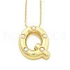Brass & Plastic Pearl Letter Pendant Box Chain Necklaces for Women NJEW-U017-01G-17-1