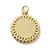 Flat Round with Saint Brass Micro Pave Clear Cubic Zirconia Pendants KK-G419-25G-3