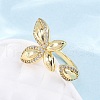 Brass Micro Pave Clear Cubic Zirconia Cuff Rings for Women RJEW-U047-20G-3