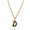 304 Stainless Steel Black Enamel Initial Pendant Twisted Chain Necklaces WG978E8-04-1
